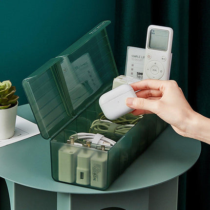 Data Cable Storage Box with Cover Organizer for Cables Chargers and Accessories