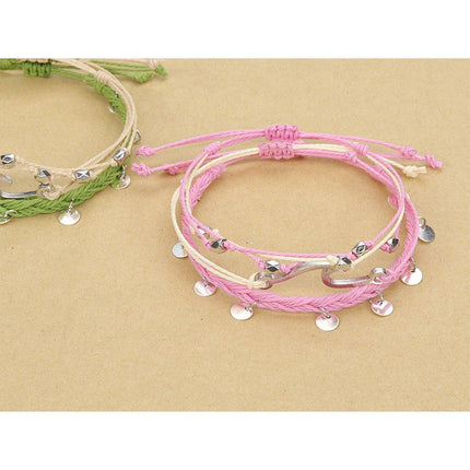 Boho Chic Woven Bracelet Anklet Adjustable Three Piece Beach Ornament