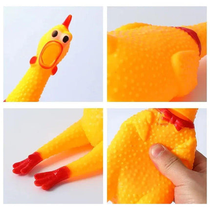 3PCS Squeaky Screaming Chicken Dog Toy Set Rubber Chew Toys for Pets in 3 Sizes