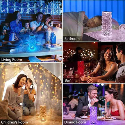LED Crystal Table Lamp Diamond Rose Bar Night Light Touch Atmosphere Bedside HOT - Aimall