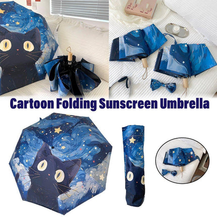 Cartoon Cat Folding Umbrella UV Protection Portable Sun Rain Dual-use Sunshade