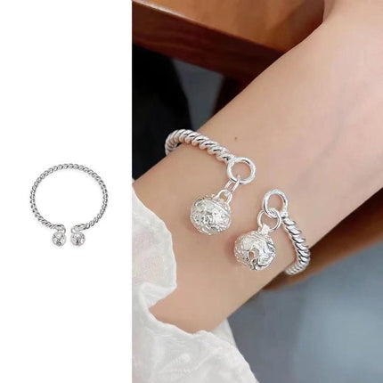 Bangle Bowknot Bells Bracelet Korean Opening Wrist Chain Women Silver Bracelet - Aimall