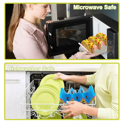 7 x Plastic Taco Holder Tray Wavy Triangle Tortilla Rack Perforated Baking Stand