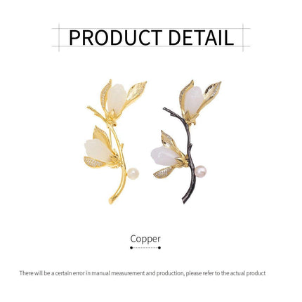 Elegant Magnolia Brooch Flower Corsage Light Luxury Design Fashion Pin Accessory