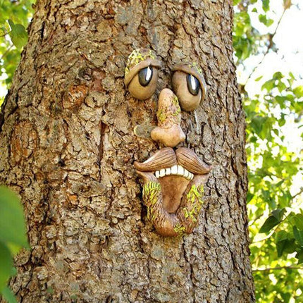 Old Man Tree Hugger Garden Peeker Yard Outdoor Sculpture Whimsical Face Decor - Aimall