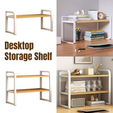Adjustable Height Multi-Layer Desktop Bookshelf Home Office Floor Organizer Rack