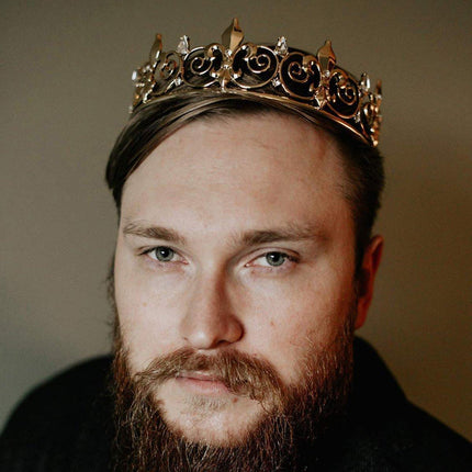 Gold King Crown Alloy Royal King Crown for Men Full Round Crowns Wedding