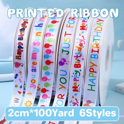 Happy Birthday Ribbon 2CM x 100Yard DIY Party Cake Decoration Gift Wrapping