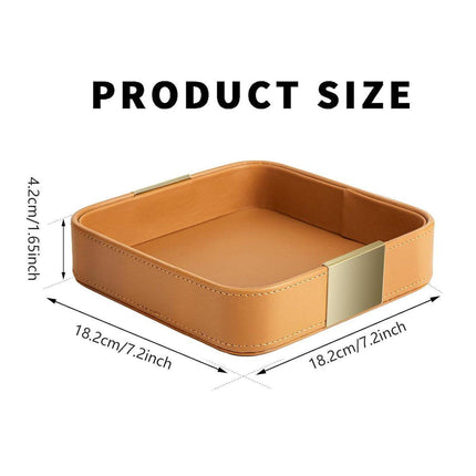 Leather Desktop Storage Tray Key Organizer Entryway Cosmetic Clutter Tray