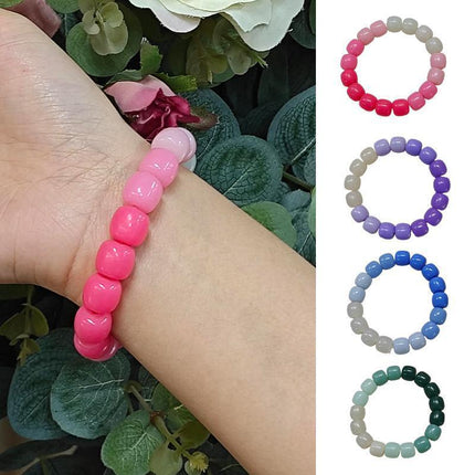 Lucky Gradient Beads Bracelet Elastic Couple Women Friends Gift Fashion - Aimall