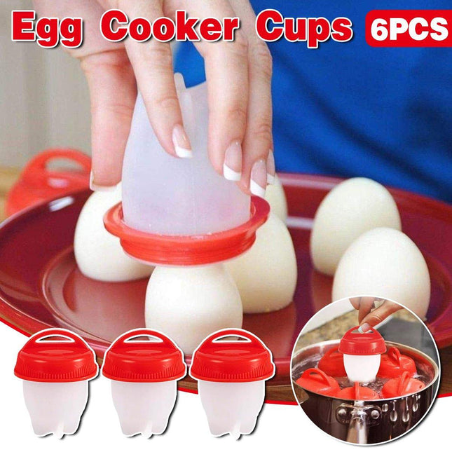 6PCS Silicone Egg Cooker Set Easy Egg Boiler Poacher Steamer Nonstick Egg Cups