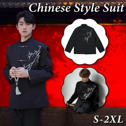 Chinese Tang Suit Jacket Mens Traditional Republic Style Mandarin Collar Coat