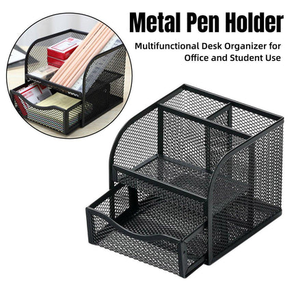 Desktop Pen Holder Honeycomb Grid Sticky Organiser Minimalist Office Organiser