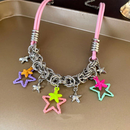 Colourful Star Pendant Necklace Fashion Jewellery Women Girls Trendy Gift