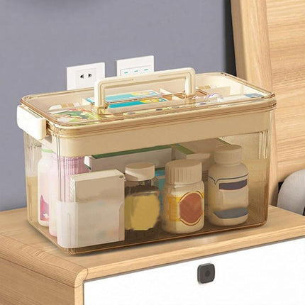Large Capacity Two-Layer Medicine Box Household Transparent Medical Storage Box