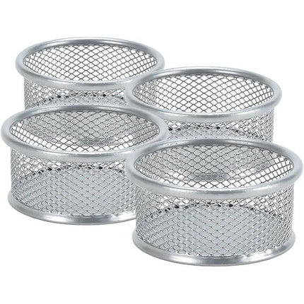 4PCS Black Sliver Mesh Paper Clip Holder Storage Bucket Desk Accessories Office