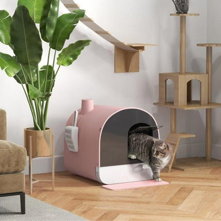 Fully Enclosed Cat Litter Pan Large Litter Box with Drawer Cat Toilet Tray
