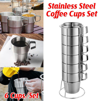 6pcs Stainless Steel Coffee Mugs Durable Insulated Drinkware for Hot Beverages