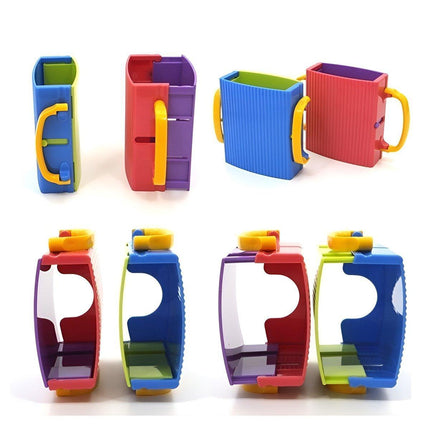 Adjustable Folding Juice Box Holder No-Squeeze Cup for Little Ones 2-Pack