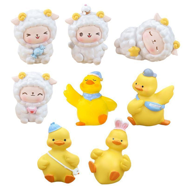 Creative Mini Cartoon Lamb Resin Figurines Duck Ornament Statue Miniatures - Aimall