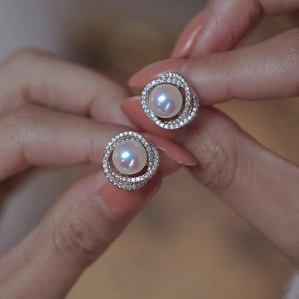 High Grade Elegant Pearl Earrings Fashion Jewelry Round Statement Earrings