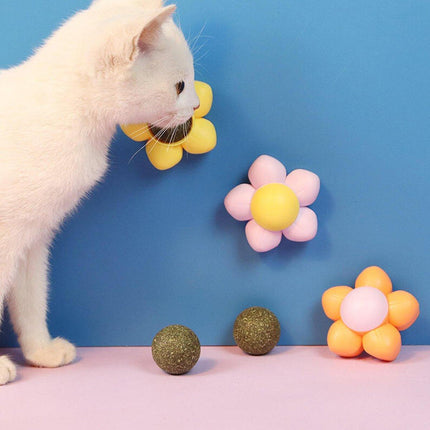 2PCS Cat Toy Catnip Ball Flower Tooth Cleaning Grinding Chew Kitten