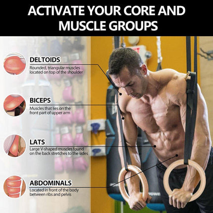 Adjustable Birch Gymnastics Rings for Home Fitness Exercise Equipment