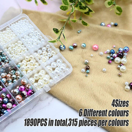 1890PCS Mermaid Faded Colour Perforated Pearl DIY Craft Set Jewelry Making