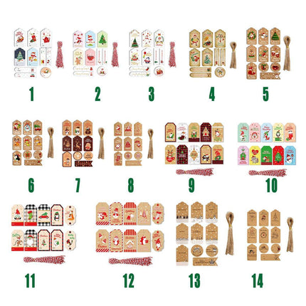 50PCS Christmas Kraft Paper Gift Tags Vintage Holiday Party Card Packaging Decor