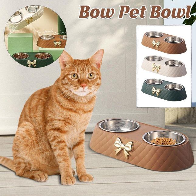Stainless Steel Double Pet Bowl Non-Slip Anti-Knock Dog Cat Feeder Utensils