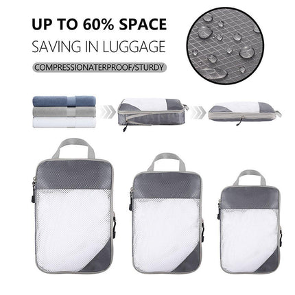 6pcs Mesh Visible Travel Storage Set Waterproof Nylon Compressible Storage Bags