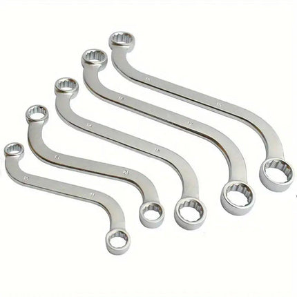 5PCS Double Ended S-Shaped Ring Wrench Set Purpose U Shaped Curved Handle Tools