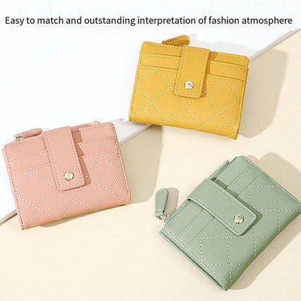 Stylish Women Short Wallet Multi-card Money Clip Zipper Two-Fold Purse Leather
