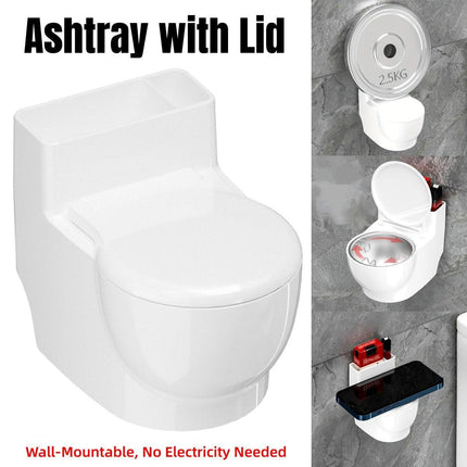 Decorative Ashtray Toilet-shaped Wall-mounted with Lid for Home Bathroom Hanging