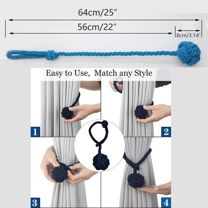 1pair Braided Cotton Curtain Tiebacks No Hole Curtain Holdbacks Hanging Balls