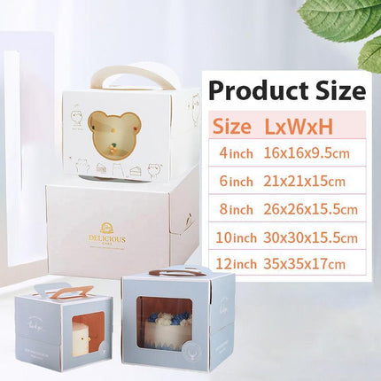 30PCS Bear Portable Cake Boxes Display Window Packing Case Party with Handle Birthday - Aimall