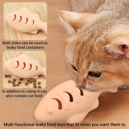 Interactive Cat Toys Fish Leaky Food Dispenser Fun Pet Play Chew Toy Durable