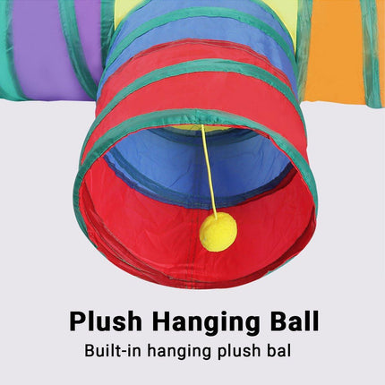 Foldable Rainbow Cat Tunnel Interactive Pet Toy with Tee Shape Fun Play Tunnel