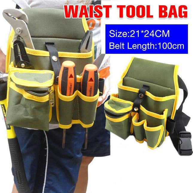 Electrician Tool Bag Waist Pocket Maintenance Pouch Belt Storage Canvas Holder - Aimall