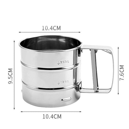 Mesh Flour Sifter Baking Icing Sieve Strainer Cup Sugar Shaker Mechanical Metal - Aimall