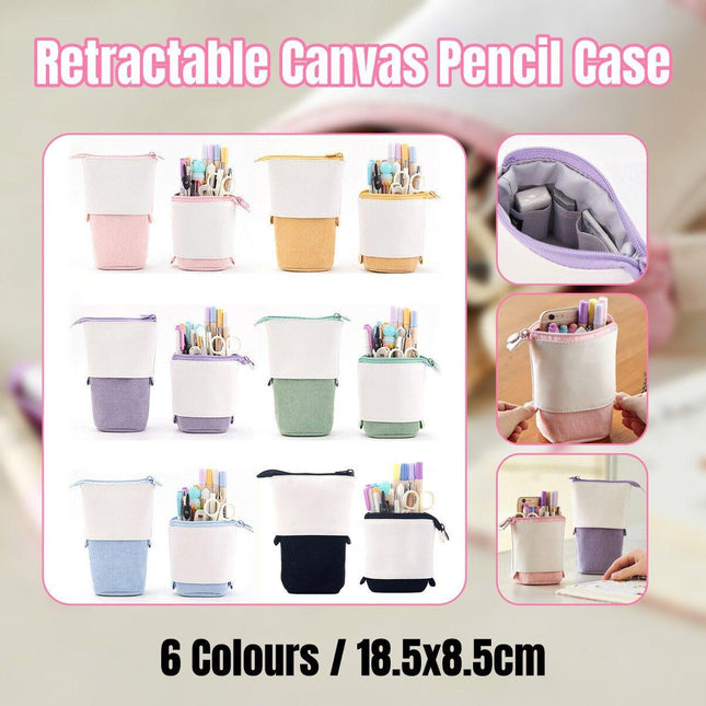 Stretchable Canvas Pencil Case Cute Korean Style Variable Pull-down Pen Holder