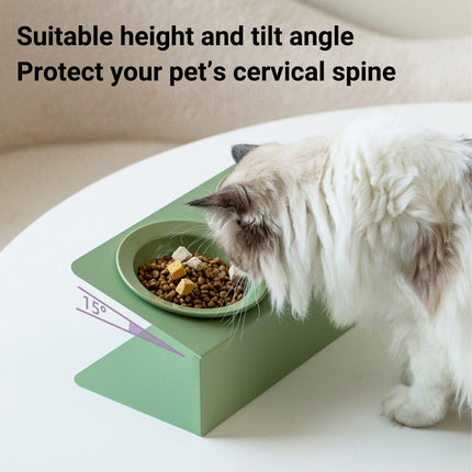 Ceramic Slanted Double Pet Bowl Cat Dog Food Water Bowl Non-Slip Feeding Dish
