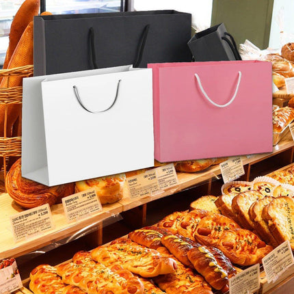 25X Kraft Paper Bags Gift Shopping Bag Carry White Pink Black Bag With Handles