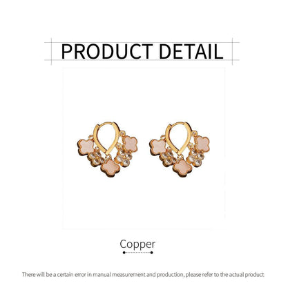 Original Fashion Simple Zircon Four-leaf Clover Earrings Luxury Elegant
