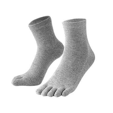 2Pairs Soft Sport Running Five Finger Toe Sock Elastic Short Solid Sock Men Grey