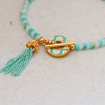 New Chinese Fashion Blue Beaded Bracelet Fringe Simple Elegant Jewelry