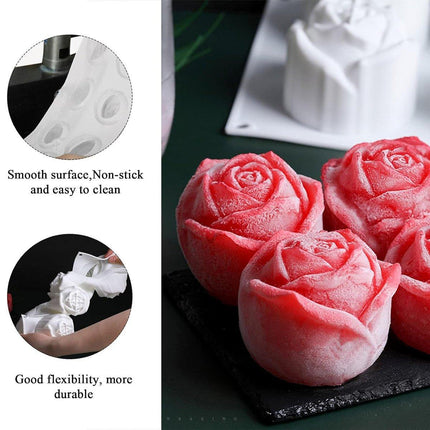 Valentines Day Rose Silicone Cake Mold 6 Cavity DIY Chocolate Baking Tool