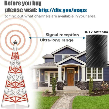 500 Mile HDTV Digital TV Antenna 4K 1080P Amplified Indoor Signal Booster Black