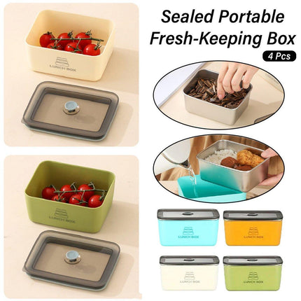 4pcs Sealed Crisper Food Storage Container Set Bento Box Refrigerator Organizer