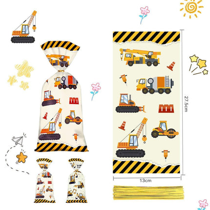 150pcs Construction Truck Candy Bags Excavator Snack Cookie Gift Packagin